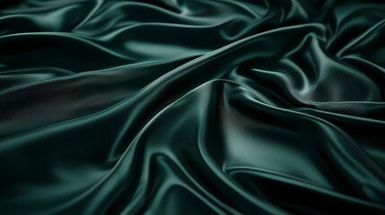 Obraz premium Flowing dark green silk fabric, luxurious texture and elegant drape for fashion design