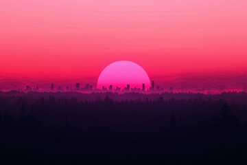 Obraz premium City sunset, vibrant hues