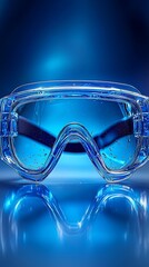 Safety Glasses on Blue Background