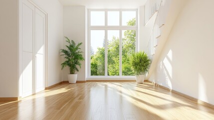 Bright, Sunny Interior with Large Windows