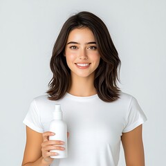 Woman holding spray bottle