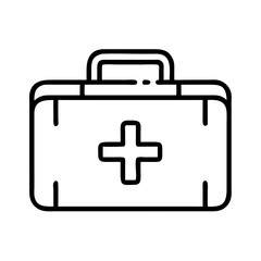Obraz premium First Aid Kit Icon Outline Design on White Background 