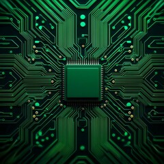 Fototapeta premium Close-up of a green circuit board showcasing intricate electronic components.