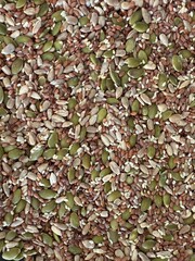 Mixed dry organic cereal and grain seed. For healthy food ingredient or carbohydrate food type and agricultural product concept background