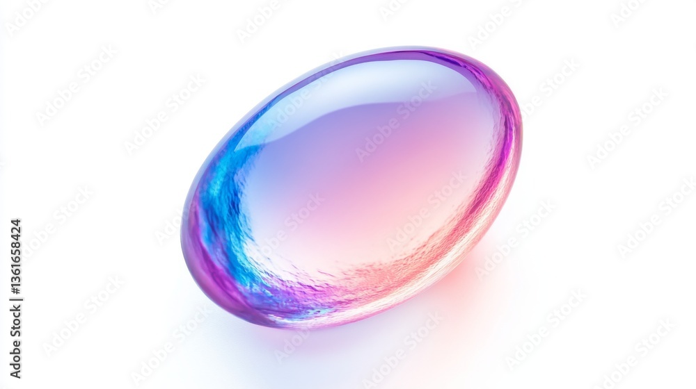 Wall mural a colorful abstract shape reflecting light in a stunning array of blue and pink hues. its smooth sur