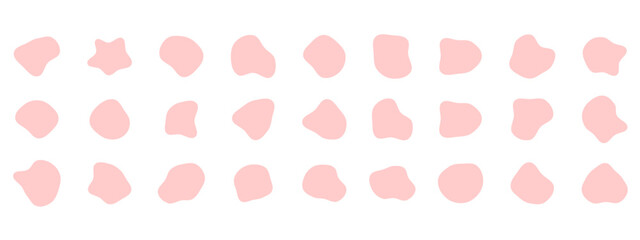 Organic colorful blob shapes. Round abstract organic shape collection. Pebble, drops and stone silhouettes. Random abstract liquid organic irregular blotch shapes.