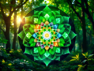  Serenity in Green: A Mandala Nestled in Nature