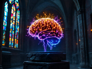 Neon Brain Art: Illuminating the Mind's Connectivity