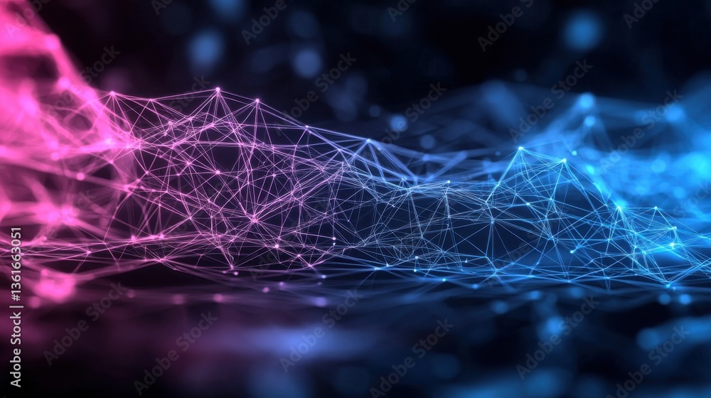 Poster luminous cyberscape a stunning abstract visualization depicting the intricate interconnected realms 