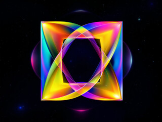 Marvel at the beauty of glowing 3D cubes surrounded by neon light reflections in this stunning piece of abstract digital art