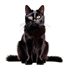 Obraz premium A black cat sitting with a mysterious, sleek appearance.