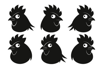 Fototapeta premium Set of Silhouetted Rooster Heads