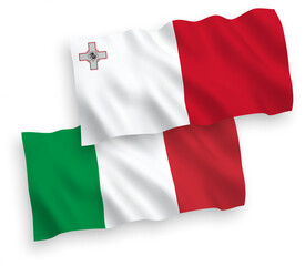 Flags of Italy and Malta on a white background