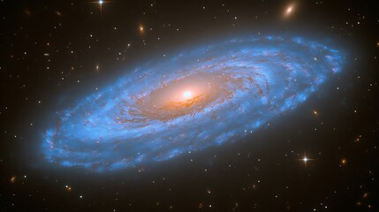 Naklejka premium Blue spiral galaxy in deep space. (4)