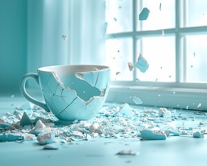 Shattered Teal Cup by Window