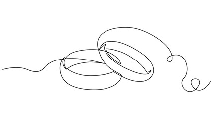 Continuous line drawing of wedding rings