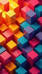 Obraz premium Colorful square blocks forming dynamic pattern, colors, business, bold