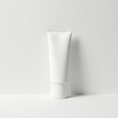 White cosmetic tube mockup on solid bg