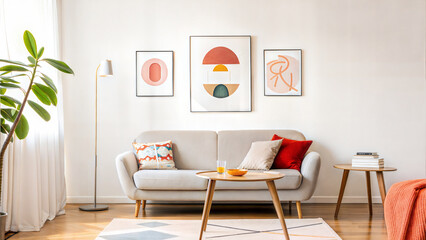 Mock up canvas picture wall artwork frame copy blank paste text console table living room cozy space