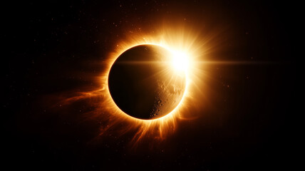 Stunning view of a solar eclipse with radiant golden glow