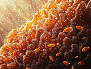 Fascinating image of a colorful anemone with flowing tentacles in a marine environment