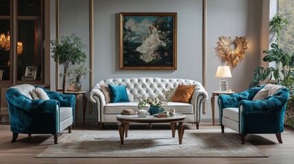 Luxurious Living Room Interior with Elegant Furniture