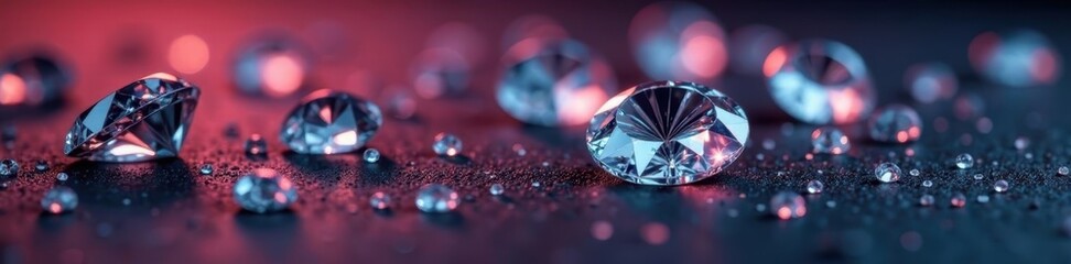 Gleaming diamonds scattered on supple leather , high-end, red, white