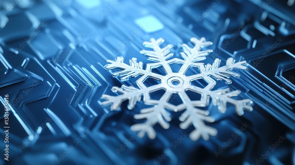 Aufkleber abstract snowflake on circuit board background. possible use technology, winter, design