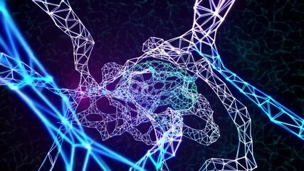 Dynamic neon neural network visualization with vibrant colorful nodes and pulsating energy patterns - Powered by Adobe