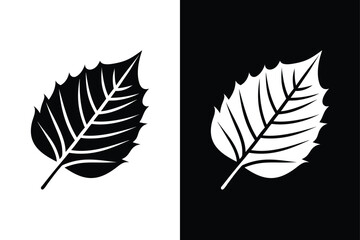 Isolated Hazel Leaf Silhouette. Stunning Black & White Illustration