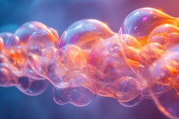 Obraz premium Colorful bubbles floating in a dreamy atmosphere with vibrant hues and soft lighting effects