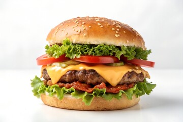 Burger on white background, Testy food