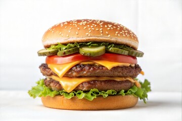 Burger on white background, Testy food