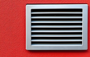 Silver Ventilation Grille on Red Wall Abstract Background Texture