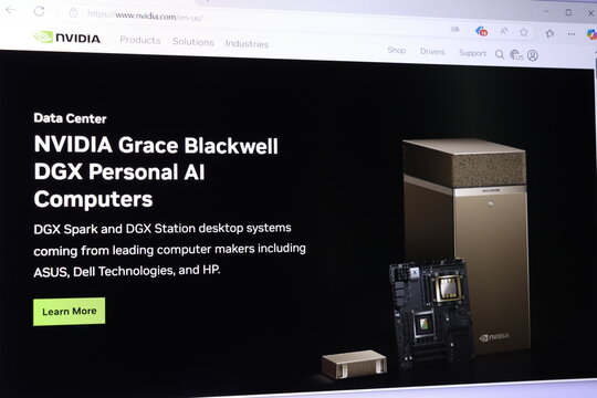 Nvidia grace blackwell dgx ai computers in data center display