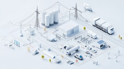 Innovative Power Grid and Renewable Energy Infrastructure in a Futuristic Smart City Showcasing Advanced Technology Efficiency and Sustainability for the Future of Energy and Urban Development