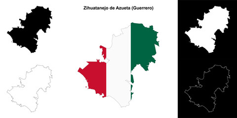 Fototapeta premium Zihuatanejo de Azueta outline map