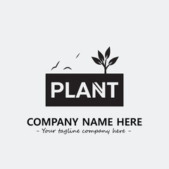 Plant illustration for logo company black and white vector image
