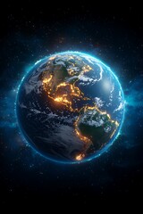 Earth in Space, Night View (1)