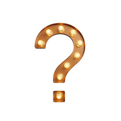 Intriguing question mark made of glowing light bulbs hinting at curiosity and illumination