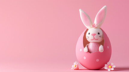 Obraz premium Easter bunny rabbit in egg. Easter holiday concept.