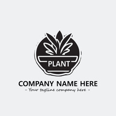 Plant illustration for logo company black and white vector image
