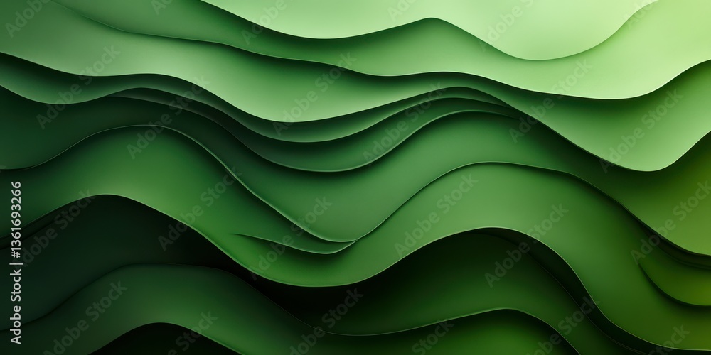 Aufkleber abstract green waves creating a serene and harmonious atmosphere in a decorative design