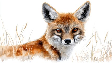 Charming fox displaying unique features and characteristics on a bright white background for wildlife photography collections