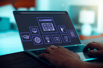 Online Education Concept Choose the correct answer. Online Digital Technology Concept Internet Education Learning Training Course Digital