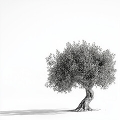 detailed pencil sketch of an ancient olive tree