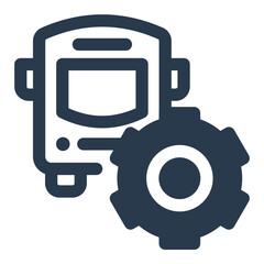 Fototapeta premium Bus Maintenance with Gear and Front View Icon