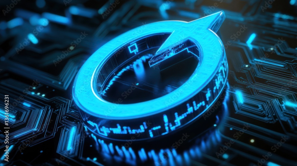Poster futuristic digital clock on circuit board. possible stock photo use