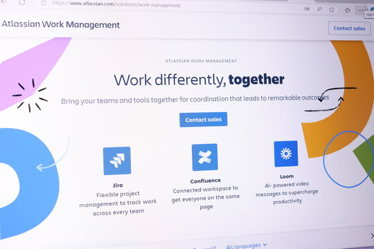 Atlassian work management software website with collaboration and productivity tools