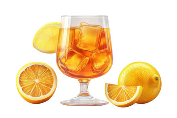 A Refreshing Iced Tea Brimming With Sunshine, Perfectly Chilled And Ready To Quench Your Thirst, Enhanced By Vibrant Lemon Slices And Ice Cubes In A Clear Glass Isolated on Transparent Background